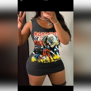 Graphic Black  Iron Maiden Mini Dress